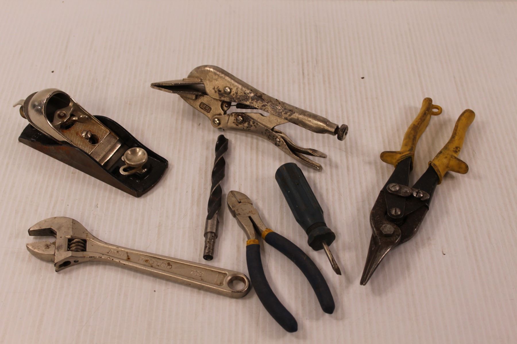 Used Hand Tools - Vise Grips, Wood Plain, Adjustable Wrench, Tin Snips ...