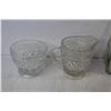 Image 6 : Festive Tin - (3) Glass Sugar (missing lid) - Creamer & Sugar Bowls - Hanging Stage Coach Decor - Wi