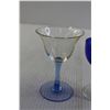 Image 2 : (3) Blue and Clear Glass Glasses