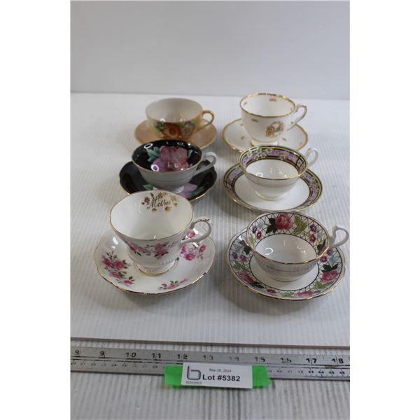 (6) Assorted Teacups with Matching Saucers