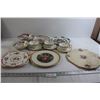 Image 1 : (3) Decorative Plates, (3) Teacups with Matching Saucers, Bowl