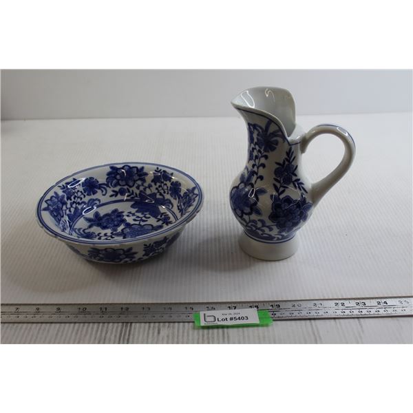 Blue & White Pitcher and Basin