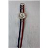 Image 3 : Geneva Platinum Wristwatch, Red, White & Blue Band