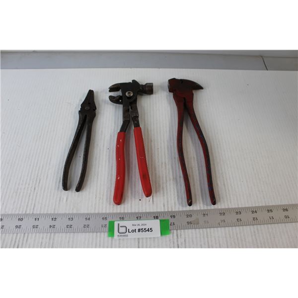 (3) Pairs of Pliers - Various Types