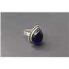 Image 3 : Sterling Silver Pear Shaped Dark Blue Chalendony Ring Size 5