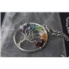 Image 2 : Tree of Life Genuine Gemstone Pendant w/Sterling Silver Cain (20")