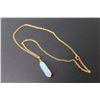 Image 3 : Gold Toned Opal Wire Wrapped Pendant & Chain (20")