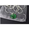 Image 2 : Green Heart Pendant w/Sterling Silver Chain (26")