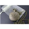 Image 2 : Bronze Toned Quartz Pocket Watch w/Pot Leaf Detail (Needs New Batteries)