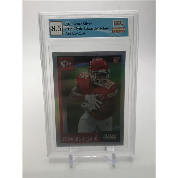 2020 SCORE SILVER NO.445 CLYDE EDWARDS-HELAIRE ROOKIE CARD GCG GRADED 8.5