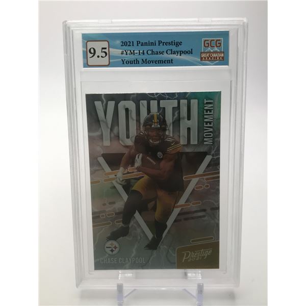 2021 PANINI PRESTIGE NO.YM-14 CHASE CLAYPOOL YOUTH MOVEMENT GCG GRADED 9.5