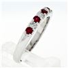 Image 8 : New 14K White Gold 3mm 0.62 ctw Alternating Shared Prong Ruby & Diamond Band Rin