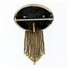 Image 3 : Antique Victorian 14K Gold Black Enamel Leaf Etched Tassel Dangle Brooch Pin
