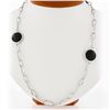 Image 1 : Luca Carati 18k White Gold 4 Station Bezel Black Onyx Long Open Chain Necklace