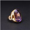 Image 2 : Large and Elaborate 18K Yellow Gold Amethyst & Diamond Cocktail Ring