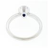 Image 6 : Simple Petite 14k White Gold 0.70 ctw Bezel Pear Dark Blue Sapphire Solitaire Ri