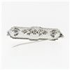 Image 4 : Antique Art Deco 14k White Gold 0.35 ctw Diamond Open Filigree Wide Bar Pin Broo