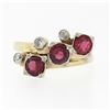 Image 4 : Antique Victorian 14k Yellow Gold 2.15 ctw Old Cut Garnet & Diamond Milgrain Rin