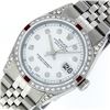 Image 1 : Rolex 36MM Stainless Steel Diamond Lugs & Ruby Datejust Wristwatch