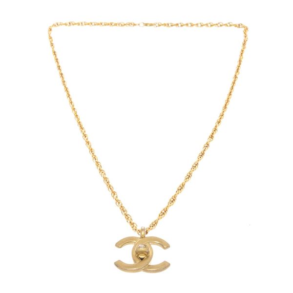 Chanel Gold Plated CC Turn-Lock Chain Nacklace