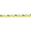 Image 3 : 14k Yellow Gold 1.87 ctw Round Brilliant Diamond & Emerald Line Tennis Bracelet