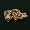 Image 2 : Victorian 12k Rose & Green Gold Natural Seed Pearl Flower Brooch