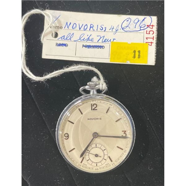 Novoris Antique Pocket Watch 4 Jewel Size 10 Swiss Made