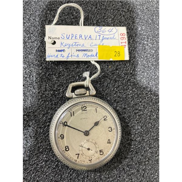 SUPERVA 17 Jewel Keystone Case Size 16 Antique Pocket Watch