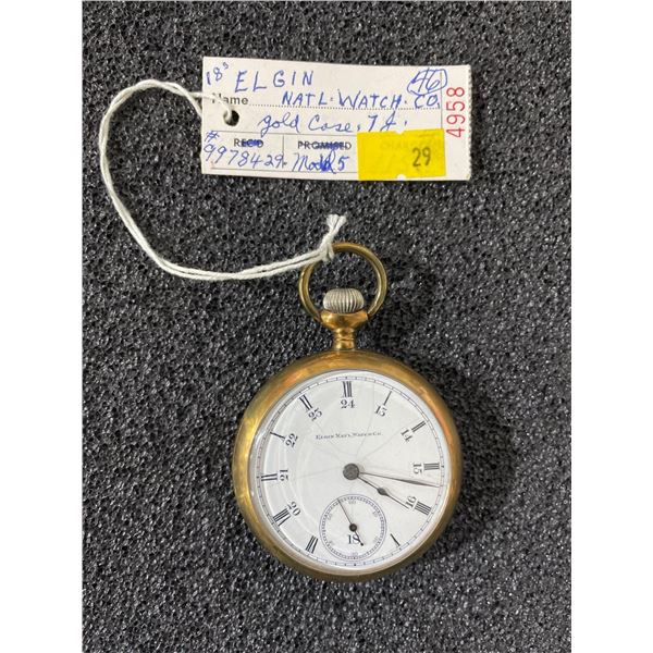 Elgin 7 Jewel Gold Case Size 18 Antique Pocket Watch S# 9978429