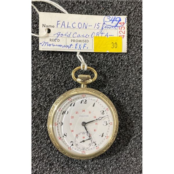 FALCON 15 Jewel Gold Case ORTA Movement 24 Dial Size 16 Antique Pocket Watch
