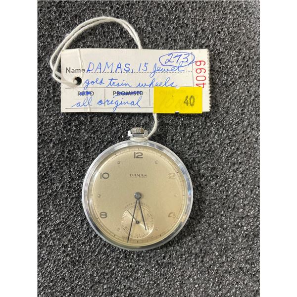 Damas 15 Jewel Gold Train Wheels All Original Thin Model Size 14 Antique Pocket Watch