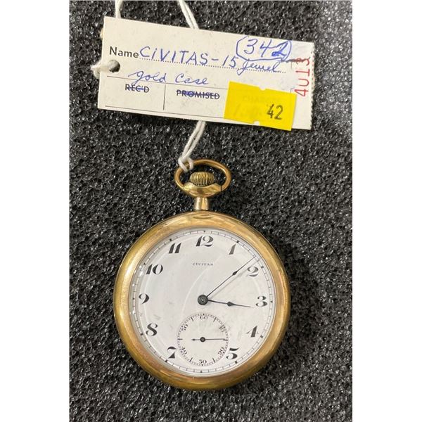 Civitas 15 Jewel Gold Case Size 16 Antique Pocket Watch
