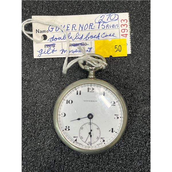 Governor 15 Rubis Gilt Movement Double Lid Back Case Size 14 Antique Pocket Watch