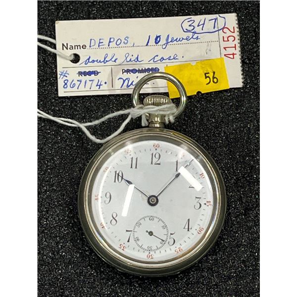 Depos 10 Jewel Double Lid Case Size 16 SN#867174 Antique Pocket Watch