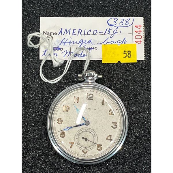 Americo 15 Jewel Hinged-Back Thin Model Antique Pocket Watch
