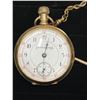 Image 2 : Columbus Watch Company Gold Plated Antique Pocket Watch with Chain (overwound, needs repair)