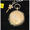 Image 1 : Antique Pocket Watch with Key 14K Gold Case  52.72g