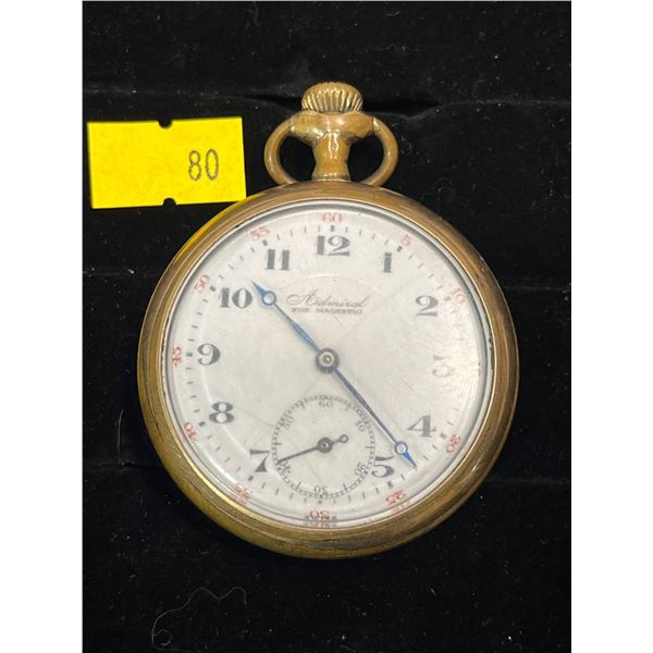 ADMIRAL 15 Jewel Gold Filled Case Size 16 Swiss Movement Antique Pocket Watch