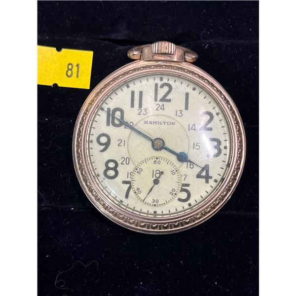 Hamilton 21 Jewel 10K Gold Filled Case Size 16 Antique Pocket Watch S#C260128