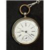Image 2 : Cylindre 8 Rubis Double Back Lid Antique Pocket Watch with Chain and Wind Keys Engraved