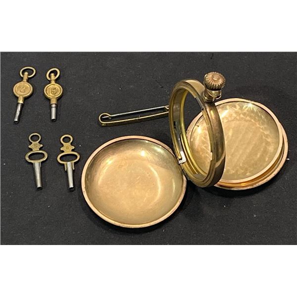 Gold Filled Pocket Watch Case Only and Wind Keys (sizes 2, 5 & 8)