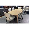 Image 2 : OAK DINING TABLE WITH 6 LEATHER CHAIRS APPROX 79 X 38"