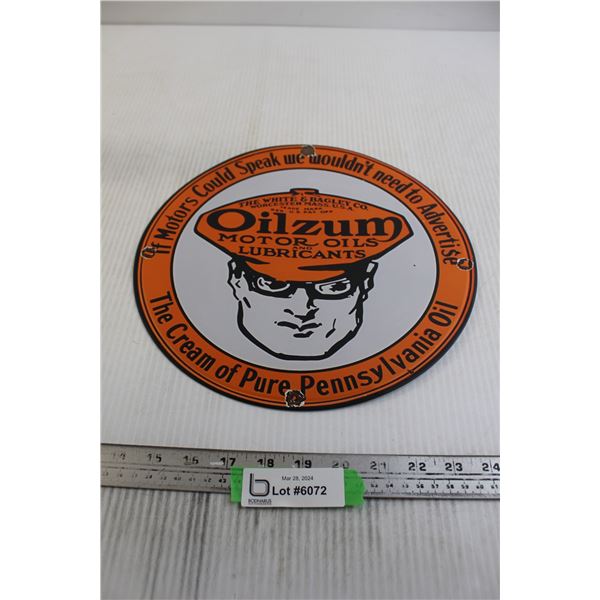 Oilzum Motor Oils Sign - 11 3/4"