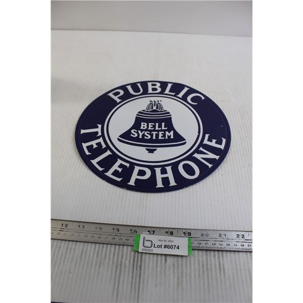 Bell System Public Telephone Sign - 11 3/4"