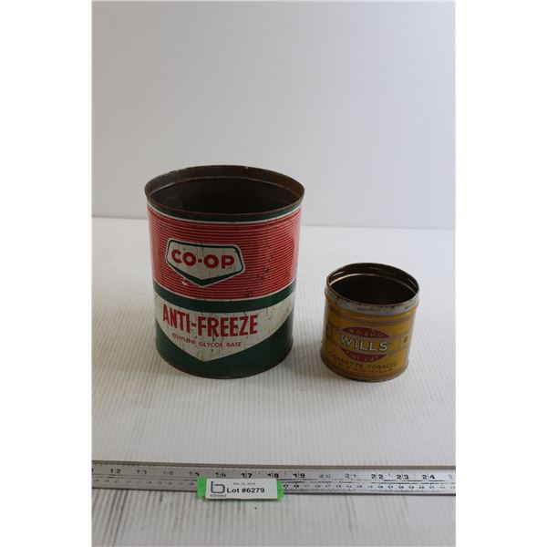 Co-op Anti Freeze and Wills Tobacco Tins