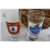 Image 3 : (6) Beer Brand Glasses, Wicker Holder
