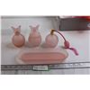 Image 1 : Frosted Pink Glass Dresser Set
