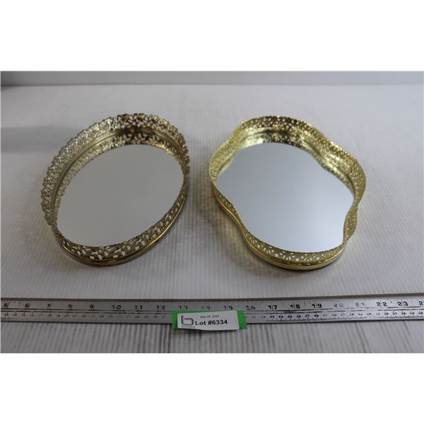 (2) Mirrored Trays - 9 1/4" x 13 3/4", 8 1/2" x 13 1/2"