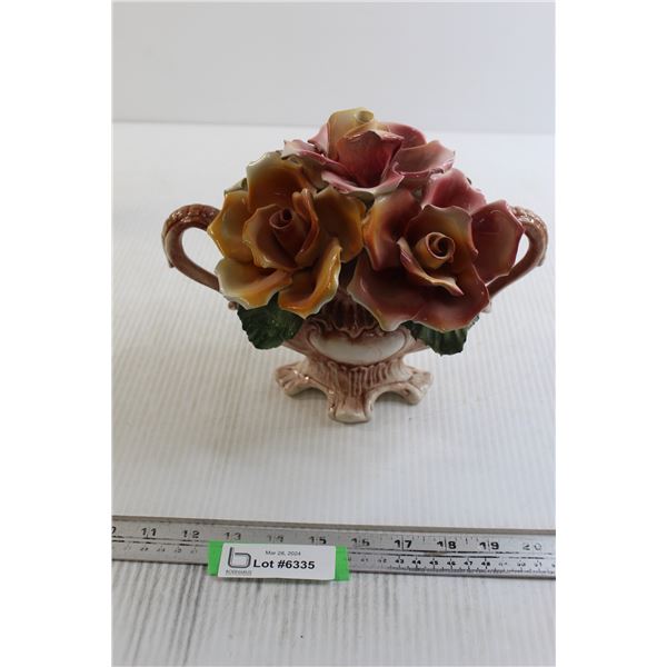 Capodimonte Flower Bouquet - Made in Italy, 8 1/2" H x 10" W, Small Chip on (1) Flower