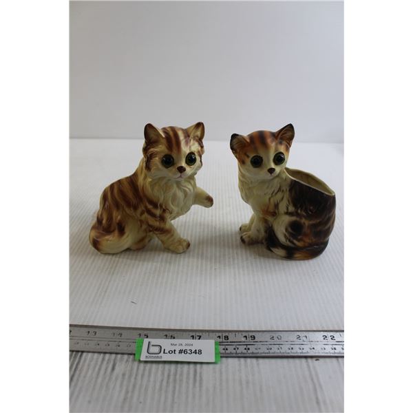 (2) Parma by AII Cat Vases - Chip on Ear, Made in Japan